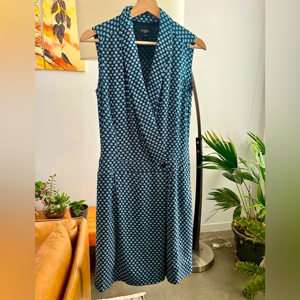 Hobbs London Collared Blue Print Dress